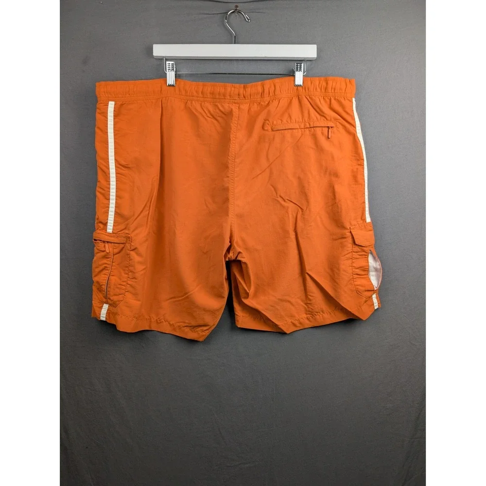 Eddie Bauer Mens Orange Cargo Swim Trunks Board Shorts XL‎ Side Stripes